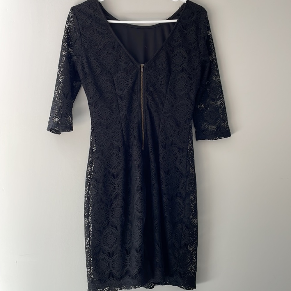 Black Lace Cocktail Dress Fitted
